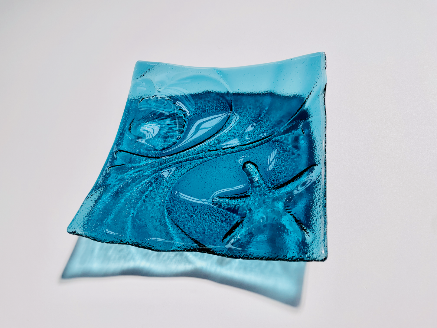 OCEAN design square plate 25x25 cm blue glass
