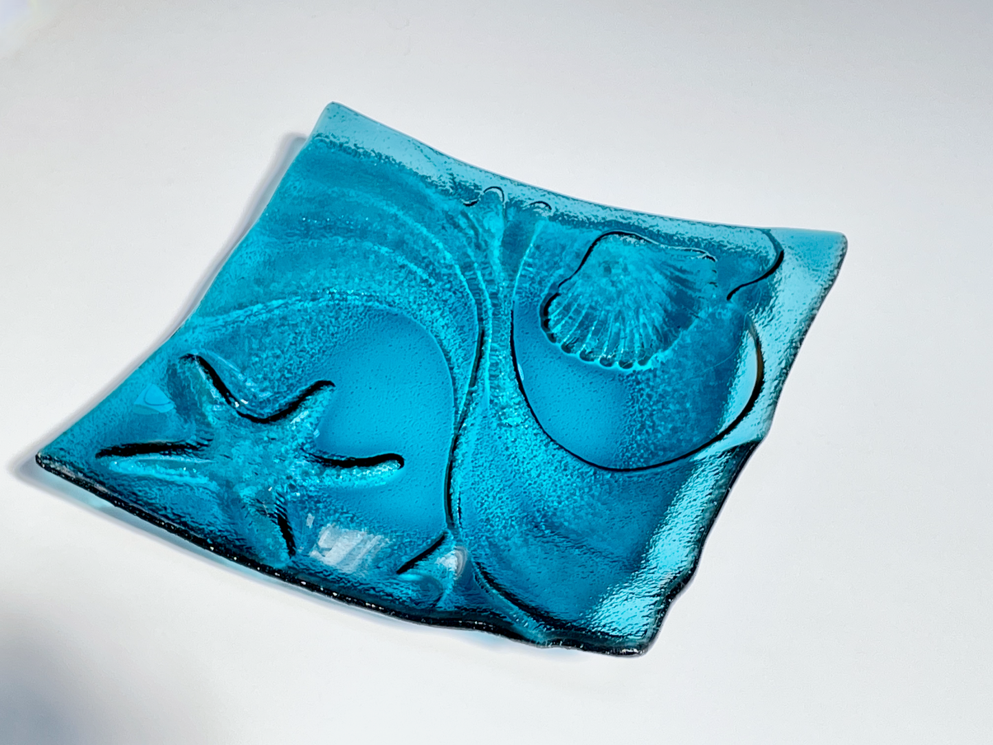 OCEAN design square plate 25x25 cm blue glass