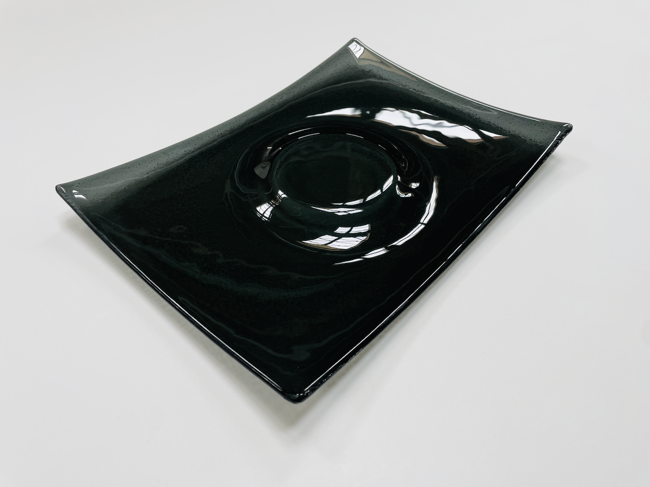 PROVINO camembert serving plate 30 x 22 cm black glass