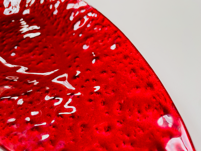 JAVA pointed oval bowl 35x15 cm red metallic decoration