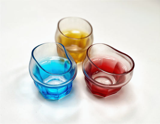 OPYLEE fancy drinking glasses in blue, gold and red