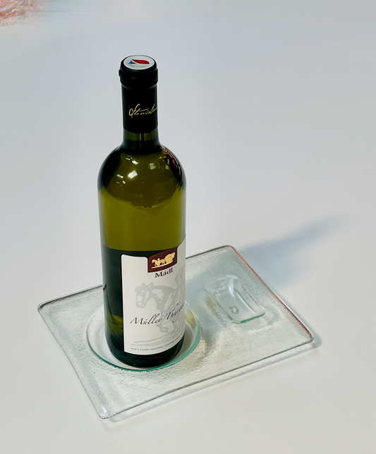 PROVINO bottle serving plate 21 x 12 cm clear glass