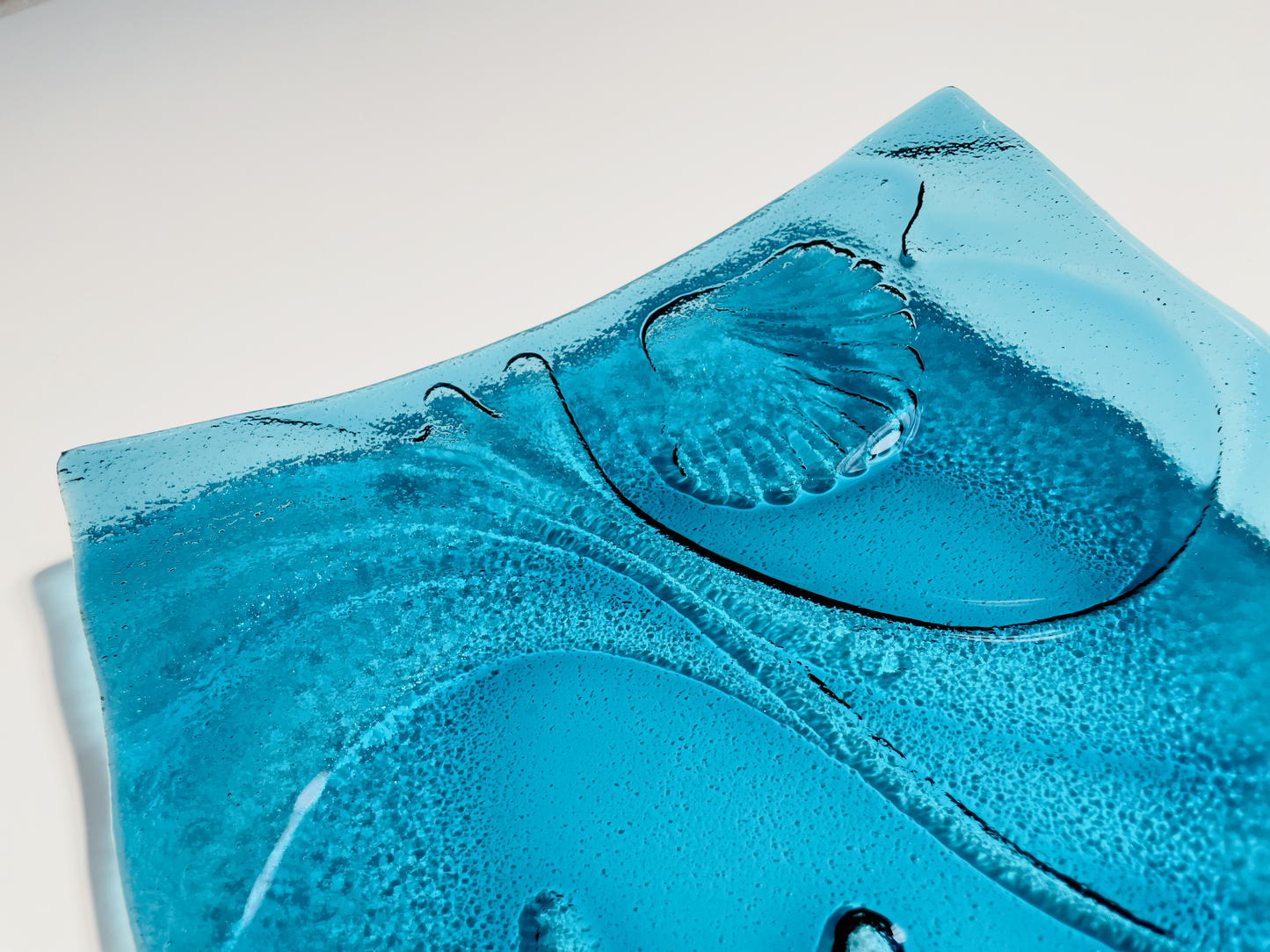 OCEAN design square plate 25x25 cm blue glass