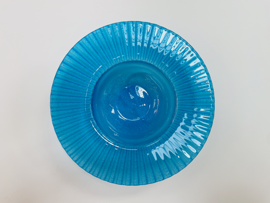 NUBIS design round bowl 26 cm glass decorated with blue color