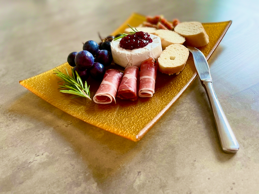 PROVINO camembert serving plate 30 x 22 cm with golden decoration