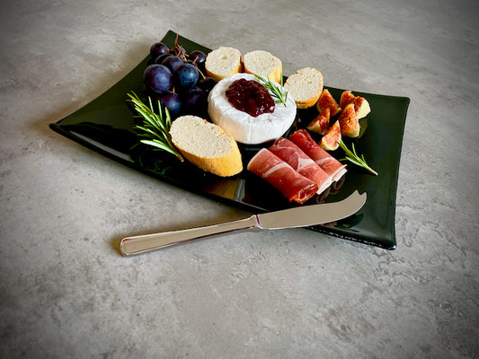 PROVINO camembert serving plate 30 x 22 cm black glass