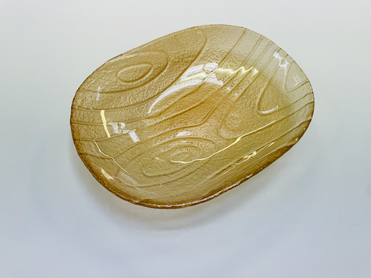 LUNOR glass structured bowl 30 x 23 cm decorated with champagne metallic color