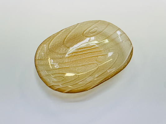 LUNOR glass structured bowl 23 x 18 cm decorated with champagne metallic color